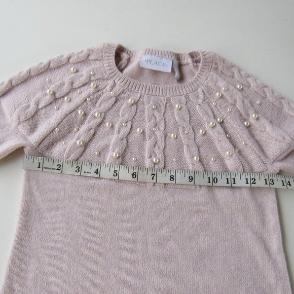 The Children’s Place Girls Faux Pearl Cable Knit Sweater Dress Size 7/8 Pink - Picture 7 of 10